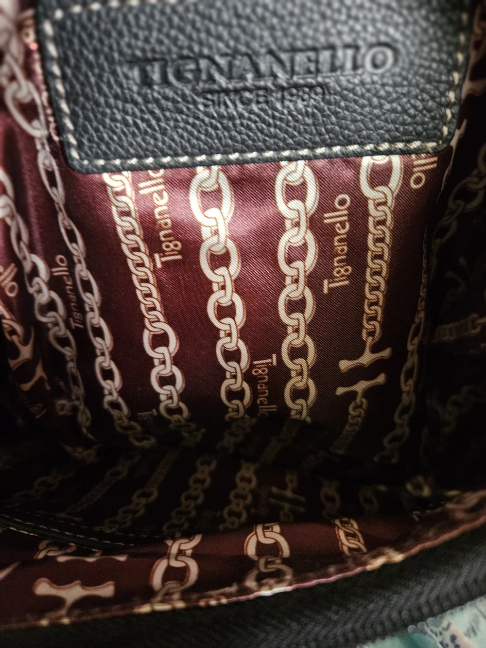 Tignanello Black Leather Backpack with Front Pockets